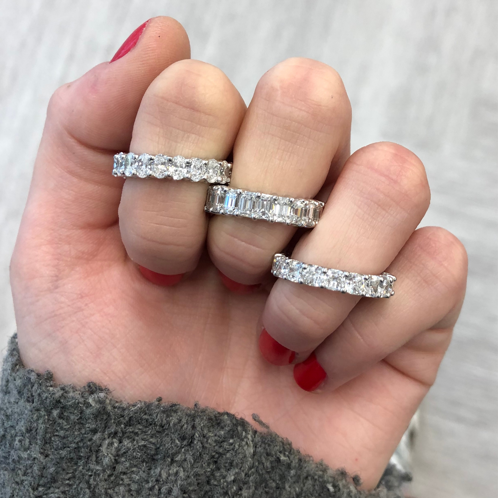 diamond wedding band on hand