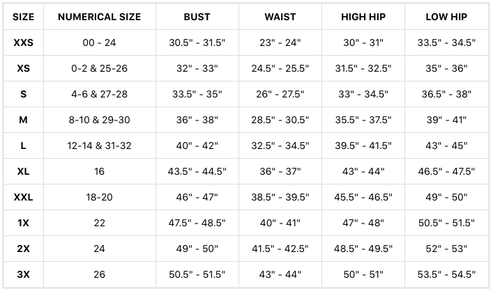 Women's Sizing Chart - Downeast