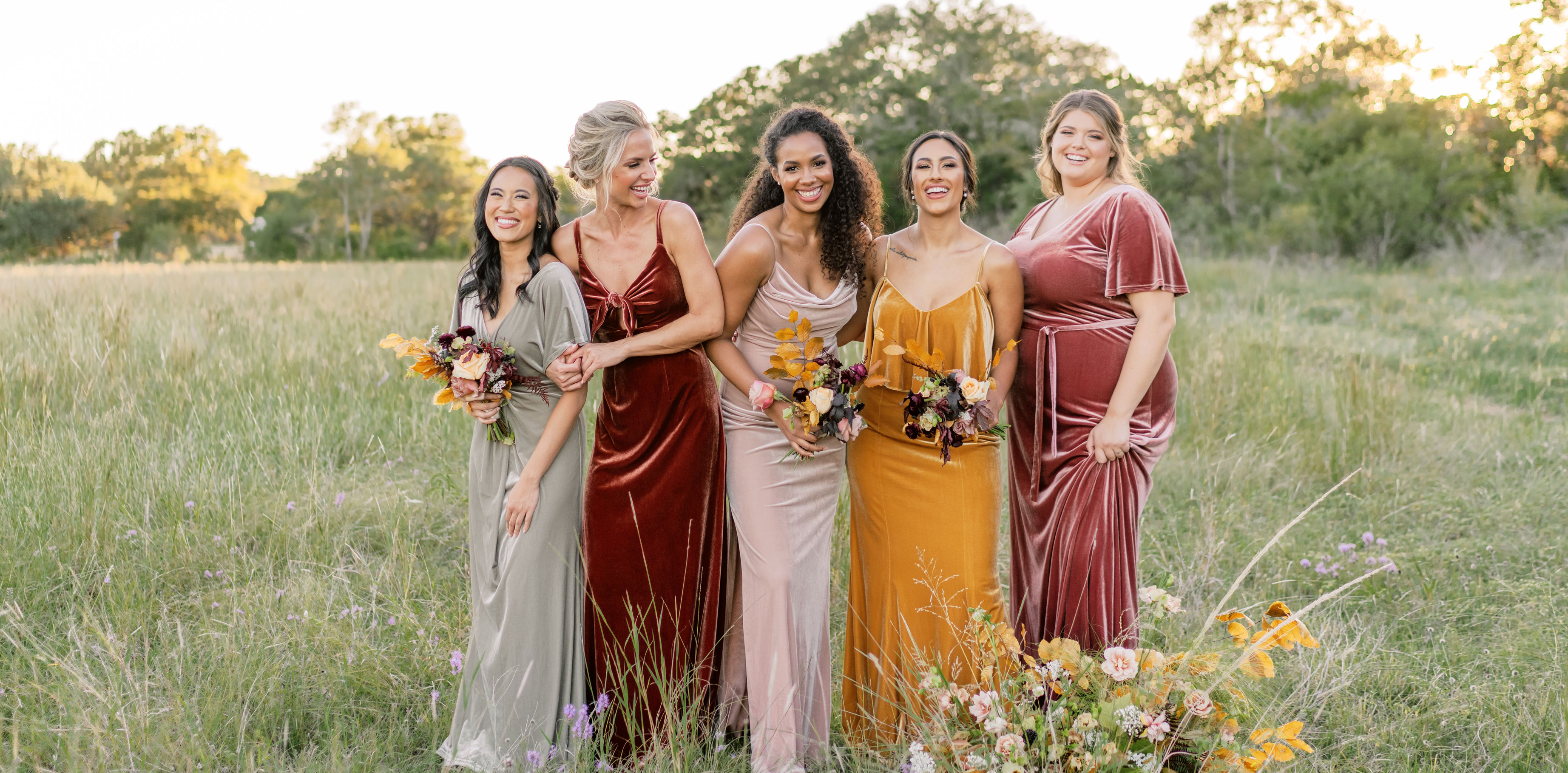 crushed velvet bridesmaid dresses