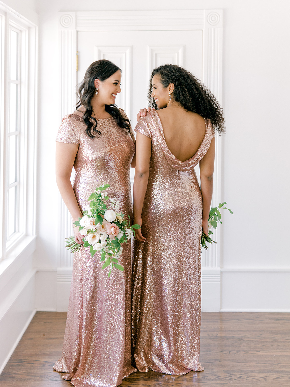 revelry hazel sequin dress Revelry Dress Hazel Bridesmaid Gown V Neck Drape Back in Sequin Gold
