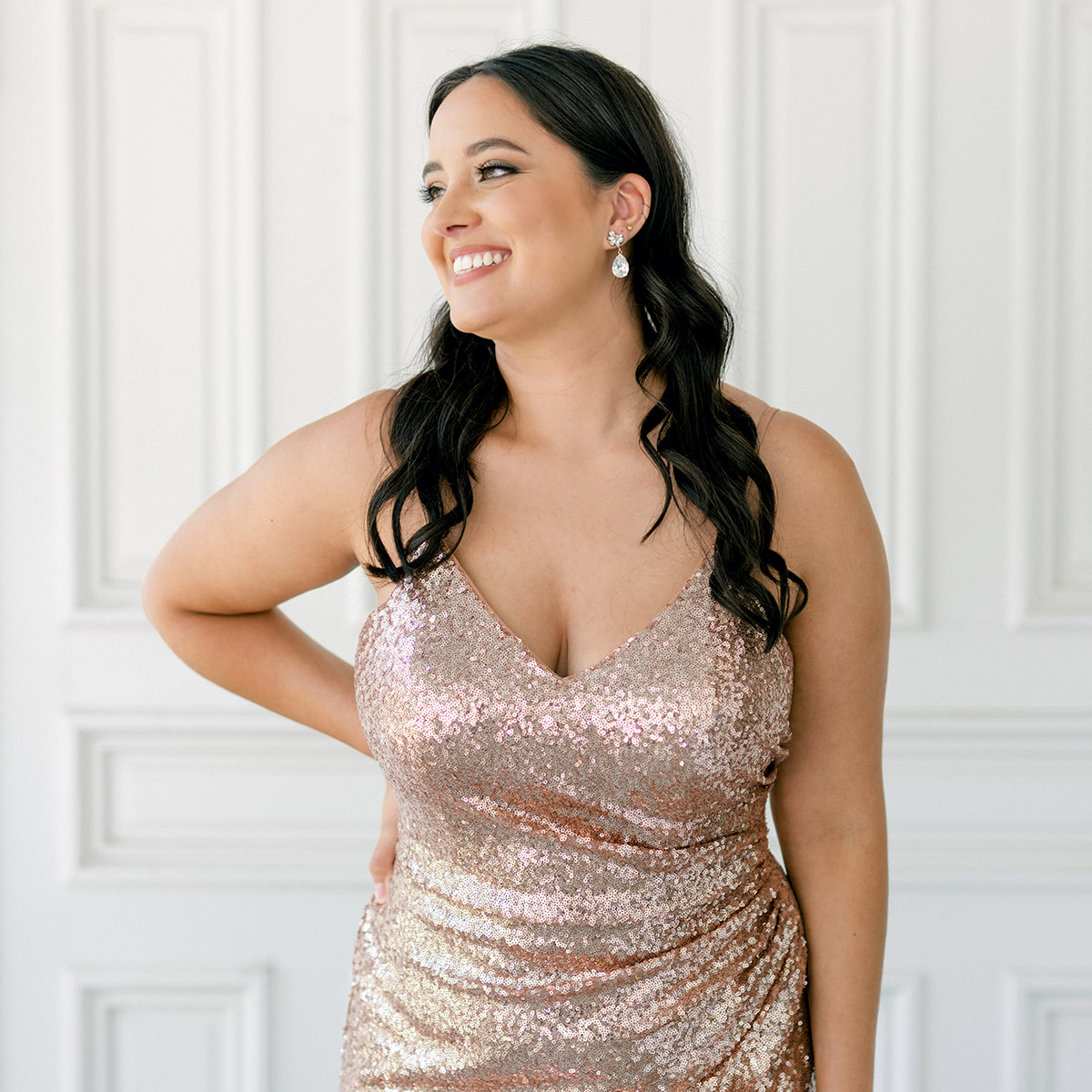 revelry rose gold sequin dress Rory Sequin Dress