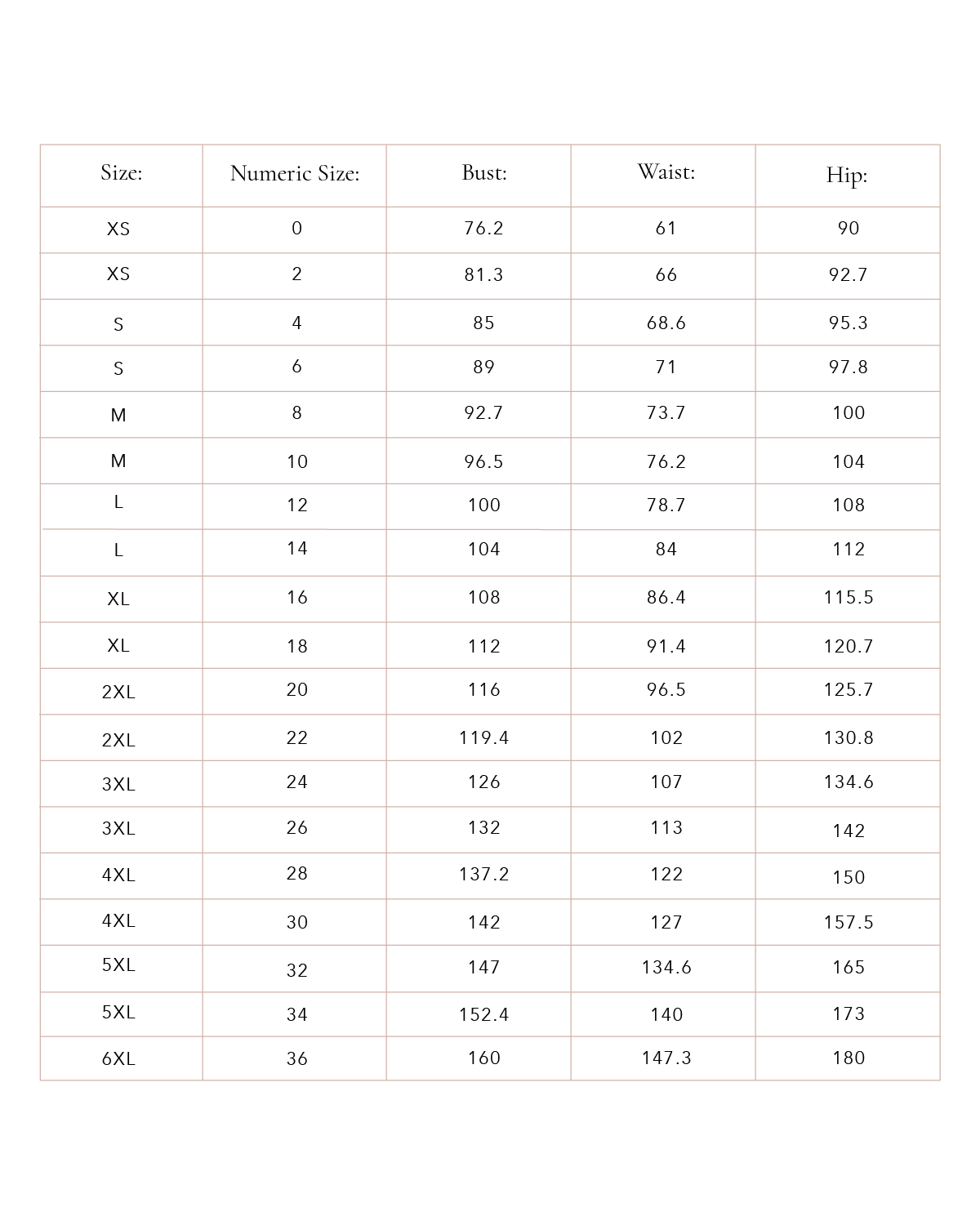 Sizing Chart & Measurement Guide – Bridal Babes