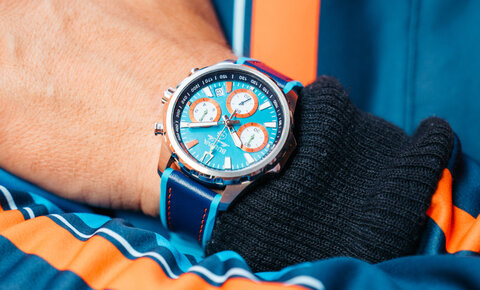 Blue Dial Leather and Silicone Strap E1 Team Miami 96B460