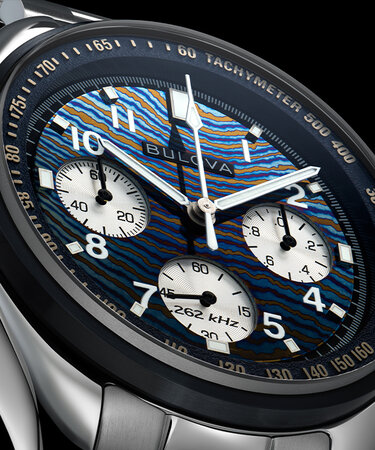 BULOVA/腕時計 Blue Dial Stainless Steel Bracelet Lunar Pilot Timascus 98A329